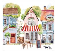 20 servilletas de papel con diseño de ciudades de café entre casas. Servilletas de papel con diseño. También para decoupage y decoupage, 33 x 33 cm
