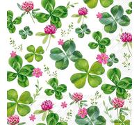20 servilletas de papel con diseño de flores, jardín y naturaleza, tréboles de cuatro hojas como decoración de mesa. Servilletas de papel con diseño. También para decoupage y decoupage (33 x 33 cm)