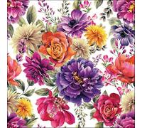 20 servilletas de papel con diseño de flores otoñales en espectáculo de colores blanco como decoración de mesa. Servilletas de papel con diseño. También para decoupage y decoupage (33 x 33 cm)