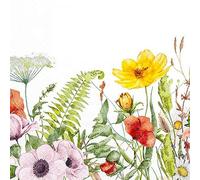 20 servilletas de papel con diseño de flores y prado de flores naturell como decoración de mesa. Servilletas de papel con diseño. También para decoupage y decoupage y decoupage (33 x 33 cm)