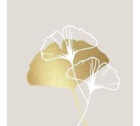 20 servilletas de papel con diseño de ginkgo, color dorado sobre topo, para decoupage y decoupage, 33 x 33 cm