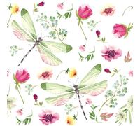 20 Servilletas de Papel Con Diseño de Libélulas en el Mar de Flores - Decoración de Mesa y Decoupage (33 x 33 cm)