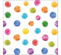 20 servilletas de papel con diseño de lunares de colores en blanco como decoración de mesa. Servilletas de papel con diseño. También para decoupage y decoupage (33 x 33 cm)