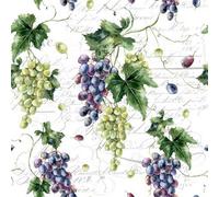 20 Servilletas de papel con diseño de uvas jugosas en hojas para decoración de mesa. Servilletas de papel con diseño. También para decoupage y decoupage (33 x 33 cm)