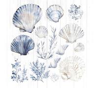 20 servilletas de papel con diseño marítimo, conchas y corales, color azul