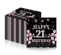 20 servilletas de papel de color oro rosa para cumpleaños número 21, servilletas desechables para fiesta de cumpleaños número 21, decoraciones de mesa de cumpleaños 21, servilletas suaves de color