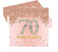 20 servilletas de papel de oro rosa de 70 cumpleaños, servilletas desechables de 70 cumpleaños para niñas, decoración de vajilla de feliz 70 cumpleaños para ella, mujeres, regalos de 70 cumpleaños,