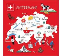 20 Servilletas de Papel Decoradas con Diseño de Ciudades y Países de Suiza, 33 x 33 cm