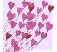 20 Servilletas de Papel Decoradas para el Almuerzo, Muchos Corazones, Rosa, Amor, 33 cm