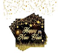 20 servilletas de papel decorativas de Año Nuevo 2025, Happy New Year, servilletas de papel para decoración de fiestas de Año Nuevo, decoración de mesa, cumpleaños, juego de vajilla de papel (33 x 33
