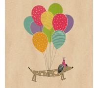 20 servilletas de papel reciclado para cumpleaños, diseño de perro salchicha con globos, servilletas de papel con diseño. También para decoupage y decoupage (33 x 33 cm)