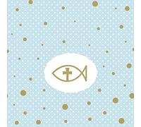 20 servilletas de peces dorados con puntos, para comunión, confirmación, bautizo, decoración de mesa, 33 x 33 cm