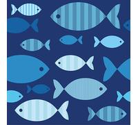 20 servilletas de peces en azul, marítimo, lago, mar, 33 x 33 cm.