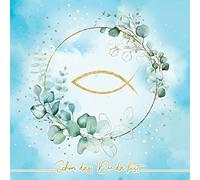 20 servilletas de pescado con diseño de eucalipto azul, comunión, confirmación, bautismo, joven, «Schön dass Du da bist », con texto en alemán "Ich dass Du dabist ", refrán, manualidades, decoupage,