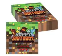 20 servilletas de píxeles para cumpleaños infantiles, servilletas de cumpleaños para niños, servilletas de cumpleaños felices, servilletas para niños, diseño de píxeles, servilletas de cumpleaños para