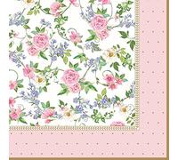 20 servilletas de rosas pequeñas en lunares, decoración de mesa, decoupage, técnica de servilletas, 33 x 33 cm