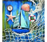20 servilletas de tesoros marítimos / estrella de mar / barco / conchas 33 x 33 cm