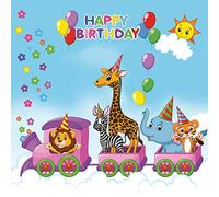 20 servilletas de tren para cumpleaños, niños, animales, zoo | Happy Birthday, 33 x 33 cm