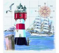 20 servilletas de velero en faro como decoración de mesa para fiestas marítimas, 33 x 33 cm