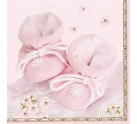 20 servilletas de zapatos suaves en color rosa para baby shower, bautizo o cumpleaños infantil para niñas, 33 x 33 cm