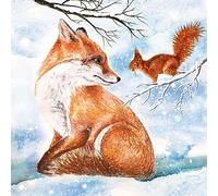 20 servilletas de zorro en invierno Animal del bosque 33 x 33 cm