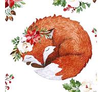 20 Servilletas de zorro en invierno, diseño de estrella de Navidad (33