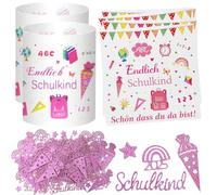 20 servilletas decorativas para niñas escolares, 8 unidades, portavelas para decoración de mesa, 100 x confeti para iniciar el colegio 2025