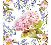 20 servilletas delicadas flores rosa/lila | primavera | verano | decoración de mesa 33 x 33 cm