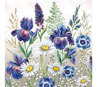 20 servilletas, diseño de flores de prado mixtas como decoración de mesa con flores, para primavera y verano, 33 x 33 cm