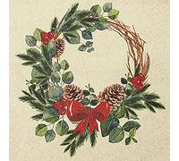 20 servilletas Eco Line sostenibles de papel 100% reciclado con corona de Navidad | Navidad | invierno | Adviento | decoración de mesa 33 x 33 cm