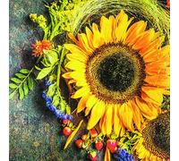 20 Servilletas Girasol en gesteck Natural/Flores/Otoño 33 x 33 cm