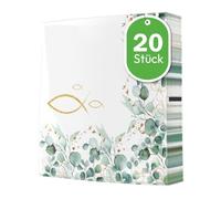 20 servilletas grandes similares a la tela, comunión y confirmación, eucalipto, cenefa, cenefa, peces, como decoración de mesa, servilletas de papel, confirmación, comunión, niño, niña, cristiano