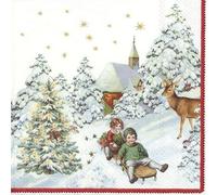 20 servilletas infantiles para montar en trineo | nieve | invierno | Navidad | 33 x 33 cm