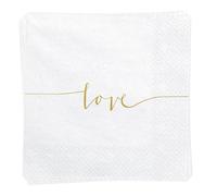 20 Servilletas Love Boda Compromiso Celebración Servilletas para San Valentín Aniversario de Boda Servilletas Amor Oro Blanco 33 x 33 cm
