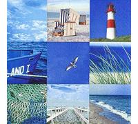 20 Servilletas Maritim Collage del mar como decoración de mesa. Servilletas de papel con diseño. También para decoupage y decoupage y decoupage (33 x 33 cm)