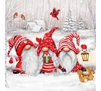 20 Servilletas navideñas con tres gnomos divertidos como decoración de mesa. Servilletas de papel con diseño para invierno con gnomo enano Gnom Tomte. También para decoupage y decoupage, 33 x 33 cm