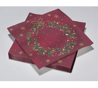 20 servilletas navideñas rojas y verdes de guata de 3 capas, 40 x 40 cm