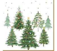 20 servilletas navideñas verdes decoradas con árboles de Navidad como decoración de mesa. Servilletas de papel con diseño. También para decoupage y decoupage (33 x 33 cm)