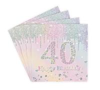 20 Servilletas para 40º Cumpleaños - Diseño Multicolor con Glitter y Strass, Decoración para Fiestas de Cumpleaños de Hombres y Mujeres Celebrar 40 Años