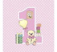 20 servilletas para primer cumpleaños, color rosa, 33 x 33 cm