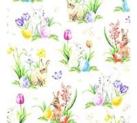 20 servilletas pequeñas conejos en flores primaverales | narcisos | tulipanes | pensamientos | Pascua 33 x 33 cm