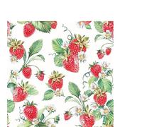 20 servilletas pequeñas de cóctel fresas del jardín | rayas | patrón | neutral | atemporal | invitados | decoración de mesa | decoración | fiesta | celebración | manualidades | decoupage | decoupage