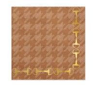 20 servilletas premium para caballo y equitación, diseño de estribo dorado sobre pata de gallo, decoración elegante para mesa de equitación y cumpleaños, 33 x 33 cm