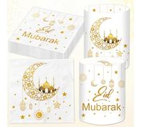 20 servilletas Ramadán + 12 cubierta de la lámpara para decoración de mesa, juego de mesa de decoración de Ramadán 2025, decoración de Eid Mubarak, Bayram Islam Eid, decoración infantil, accesorios