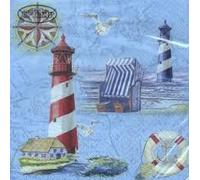 20 Servilletas Ti de Flair Nautical Chart & Íconos, 33 x 33 cm, Maritim