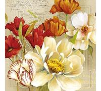 20 servilletas vintage con motivos florales para manualidades, flores, 33 x 33 cm