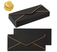 20 sobres largos de invitación con borde dorado de 9.49 x 4.13 pulgadas, solapa en V, sobres de cierre rápido con calcomanía dorada, sobre de regalo para tarjetas de felicitación, bodas, cumpleaños