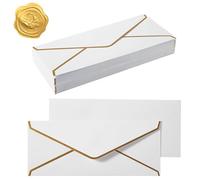 20 sobres largos de invitación con borde dorado de 9.49 x 4.13 pulgadas, solapa en V, sobres de cierre rápido con calcomanía dorada, sobre de regalo para tarjetas de felicitación, bodas, cumpleaños