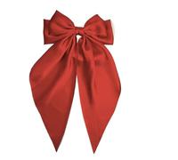 20 Solid Elegant Satin Bow Hairpin Women Girls Spring Hair Clips Headwear Ponytail Hairclips Barrettes Accessories(Red)