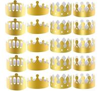 20 sombreros de papel King Crown con ranuras ajustables y 4 estilos para varios usos de fiesta y celebración (20 piezas)